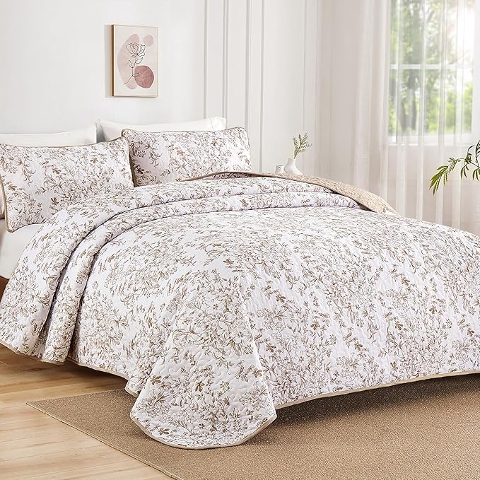 WONGS BEDDING Queen Size Quilt Set, Botanical Quilt - Image 2
