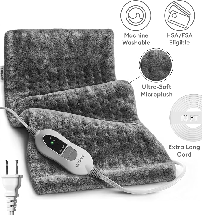 GENIANI Electric Heating Pad for Back Pain & Cramps Relief, Electric Throw - Image 4