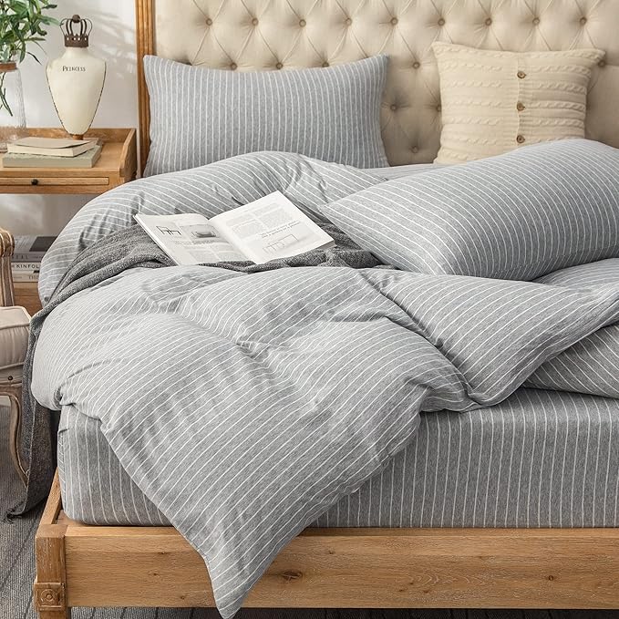 PURE ERA Jersey Knit Duvet Cover Set 100% T-Shirt Heather Cotton Super Soft by PUREERA