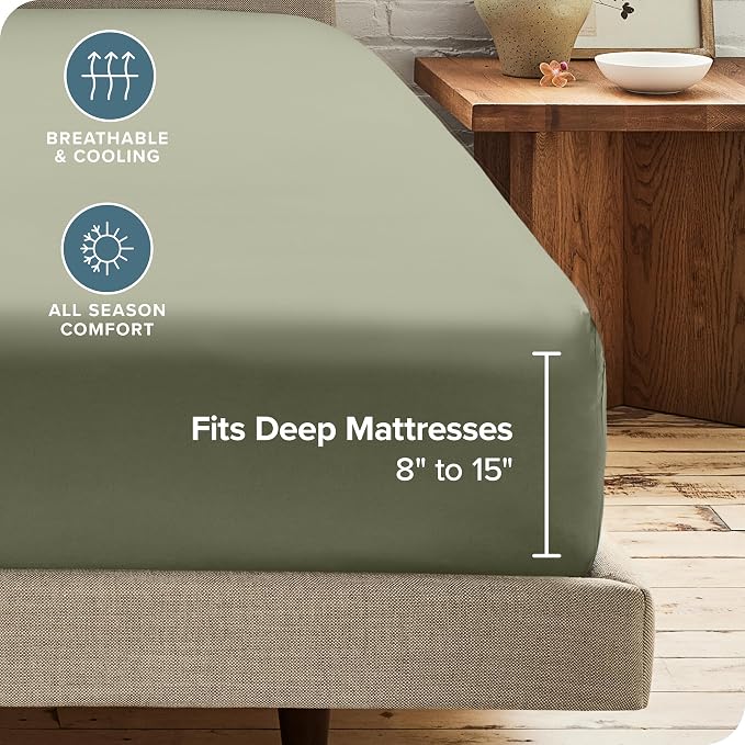 Bare Home 2-Pack Fitted Bottom Sheets Split King - Image 4