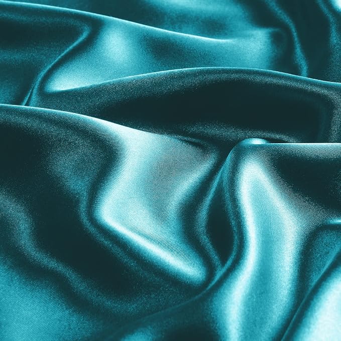 BEDELITE Satin Pillowcase with Zipper, Teal Pillow Cases Queen Size Set of 2 - Image 3