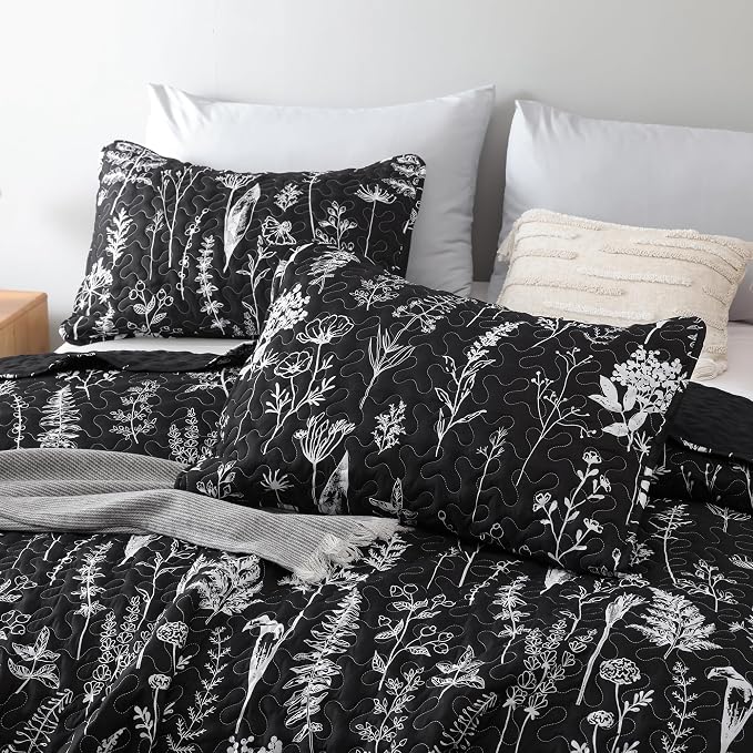 JANZAA Quilts Queen Size Bed Spread Botanical 3 Pieces Quilts Queen Size Sets - Image 3