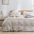 BESTOUCH Duvet Cover Set 100% Washed Cotton Linen Feel Super Soft Comfortable by BESTOUCH
