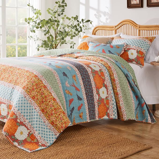 Greenland Home Carlie Modern Floral Reversible Quilt Set, 3-Piece King - Image 5