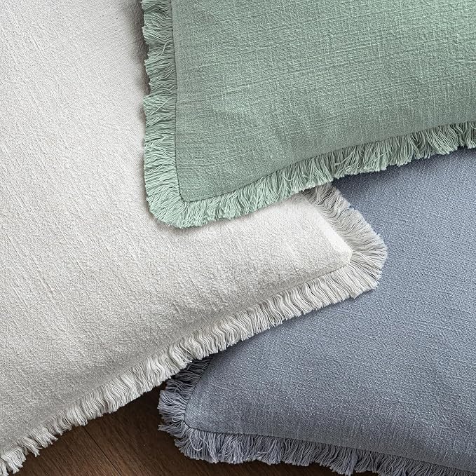 MIULEE Decorative Throw Pillow Covers Neutral Linen Fringe Throw Pillows Set of - Image 4