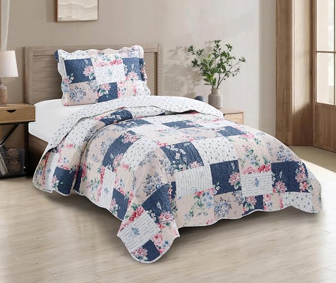Brilliant Sunshine Roses in Beige Quilt Set, 2-Piece Bedding Sets, Lively by BrilliantSunshine