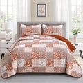 Mybedsoul Burnt Orange Quilt Set Queen Size, 3 Pieces Boho Plaid Terracotta by Mybedsoul