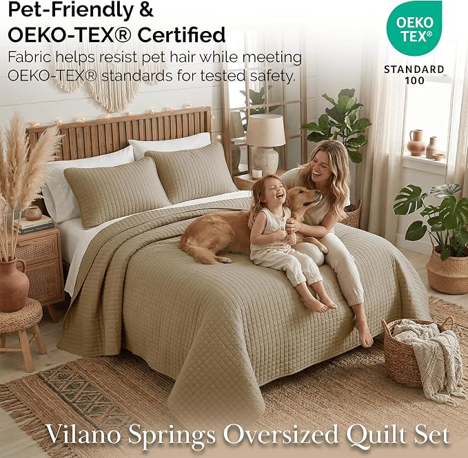Southshore Fine Living, Inc. Oversized King Quilt Bedding Set, Taupe Quilt - Image 5