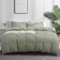 AveLom Green Duvet Cover King, 3 Pieces, Seersucker Tripe Soft Washed by AveLom