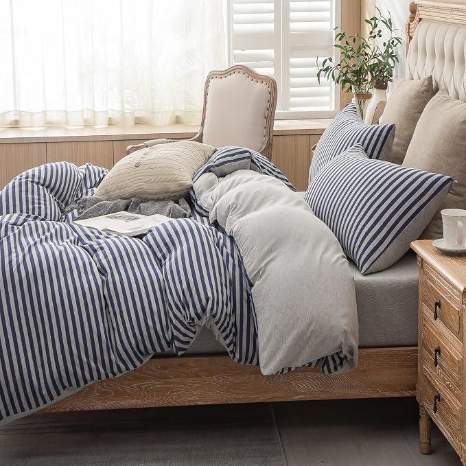 PURE ERA Jersey Knit Duvet Cover Set 100% T-Shirt Heather Cotton Super Soft - Image 2