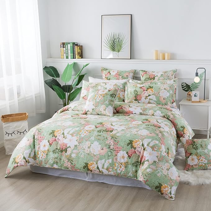FADFAY Floral Duvet Cover Set Twin XL School Bedding 100% Cotton Garden Flower - Image 8