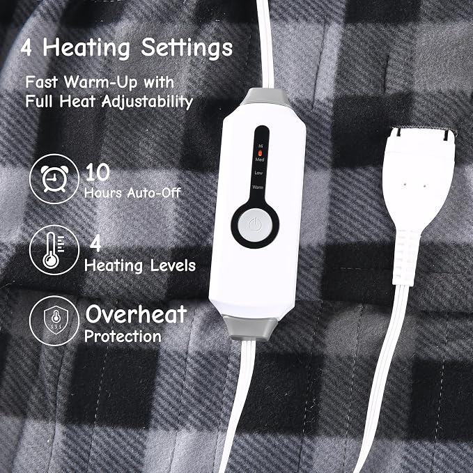 Electric Heated Blanket Full Size 72"x84", 4 Adjustable Heat Settings & 10-Hour - Image 3