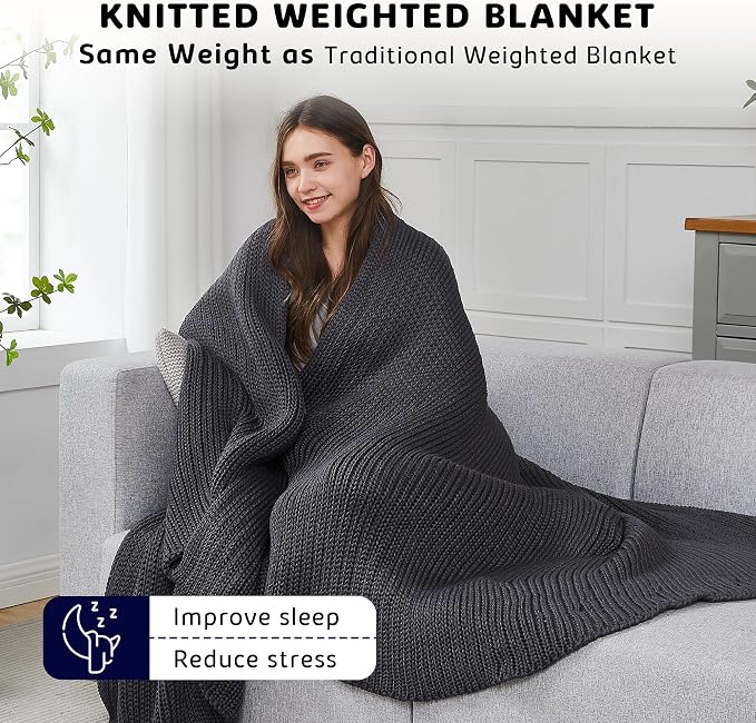 L'AGRATY Knitted Weighted Blanket - Image 3