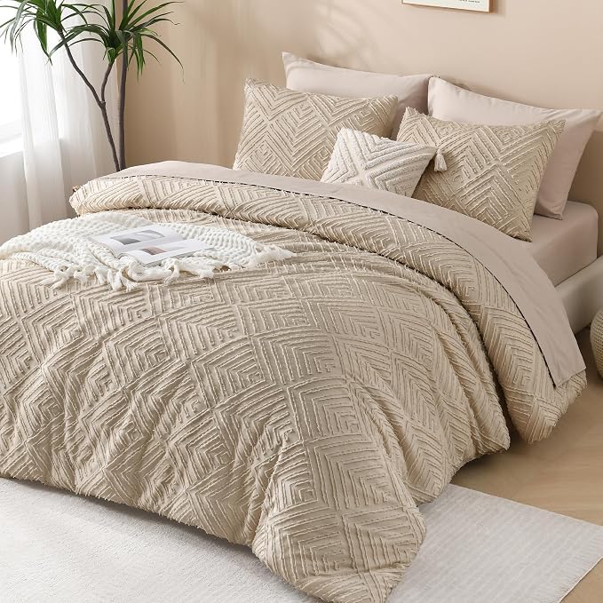 Andency Khaki Queen Comforter Set, 3 Pieces Lightweight Fluffy Boho Bedding - Image 6
