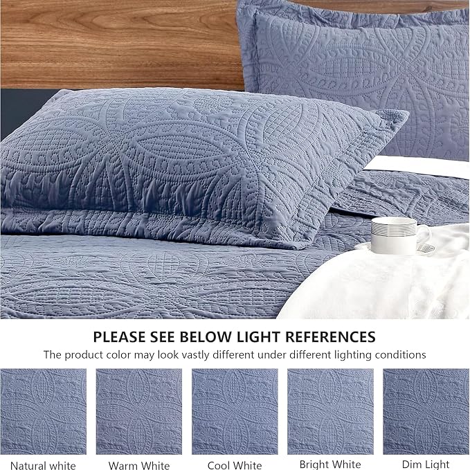 Love's cabin Quilts for Full Bed Blue Bedspreads Bedding Set - Image 5