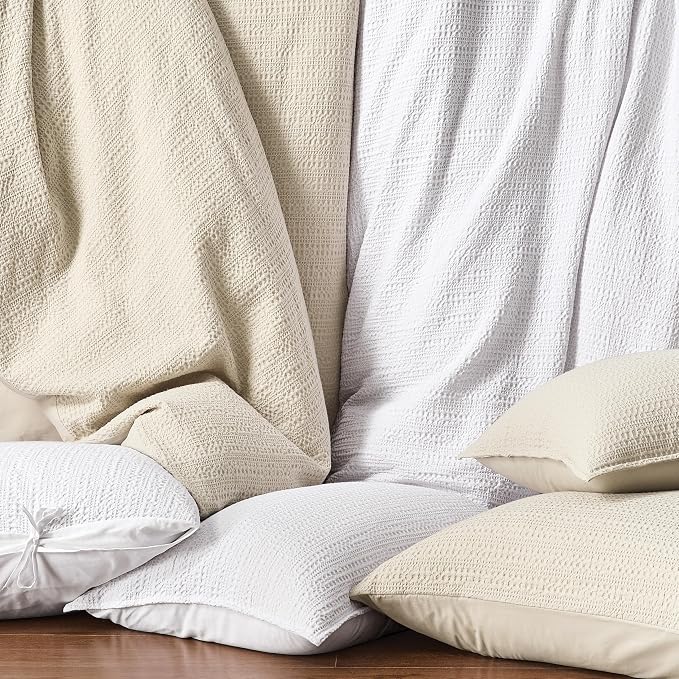 WDCOZY 100% Cotton Luxury Honeycomb Duvet Cover Set King Size - Image 5