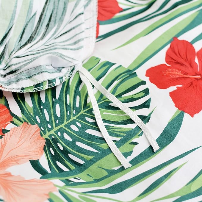 FADFAY Hawaiian Style Red Hibiscus Palm Leaves Tropical Duvet Cover Set Summer - Image 7