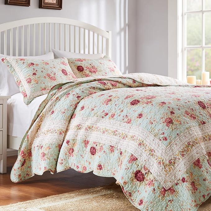 Greenland Home Antique Rose 100% Cotton Heirloom-Quality Quilt Set, 2-Piece - Image 2