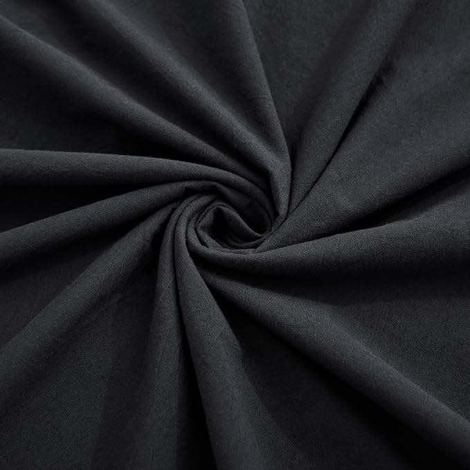 LOVQUE Black Duvet Cover Twin Size, 100% Washed Cotton Linen Like Bedding Set - Image 6