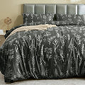 MUXHOMO Duvet Cover King Size, Reversible Floral Dark Grey Duvet Cover Set by MUXHOMO