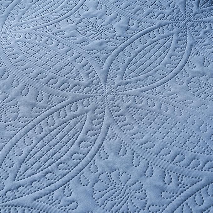 akkialla Queen Quilt Bedding Set, Bluish Grey Ultrasonic Full/Queen Quilt Set - Image 7