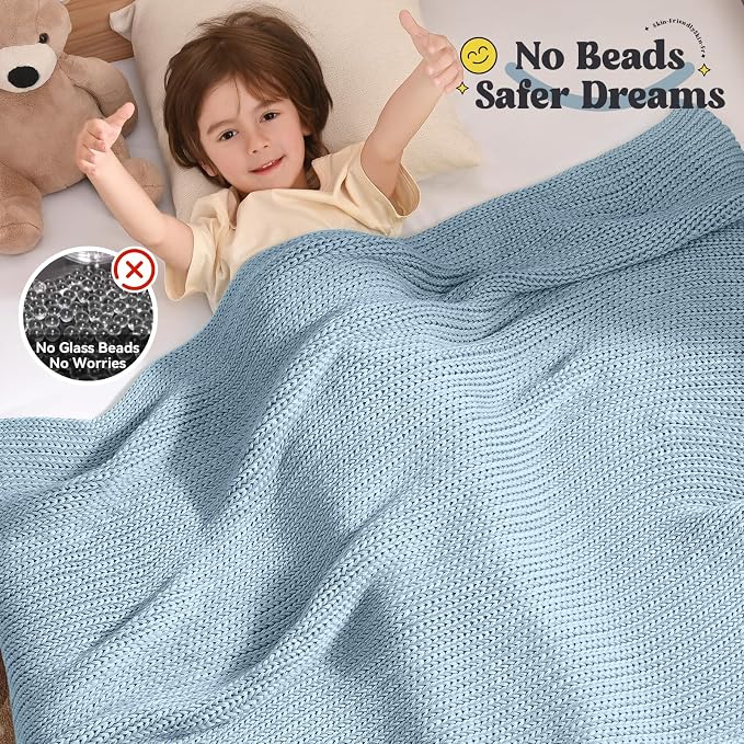 Guohaoi Knitted Weighted Blanket Kids No Beads Cooling Heavy Blanket, Home - Image 3