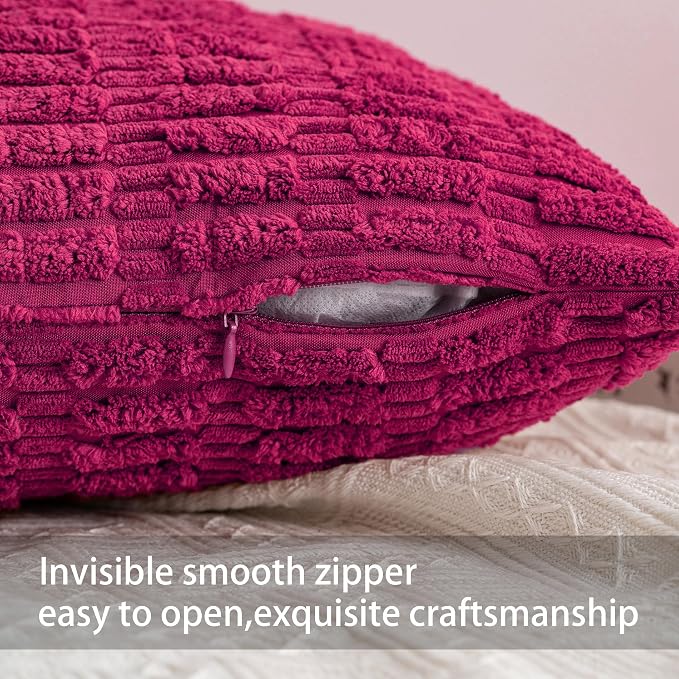 Aegero Pack of 2 Corduroy Decorative Throw Pillow Covers 24x24 Inch Soft - Image 3
