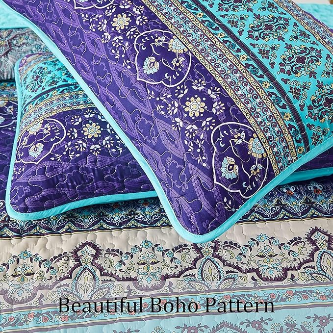 WONGS BEDDING Boho Quilt Set California King, Lightweight Microfiber Bed Decor - Image 5