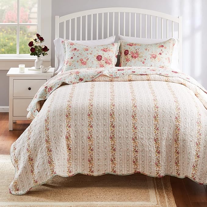 Greenland Home Antique Rose 100% Cotton Heirloom-Quality Quilt Set, 3-Piece - Image 3