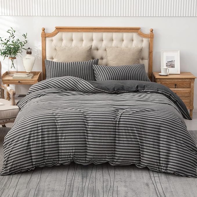 PURE ERA Jersey Knit Duvet Cover Set 100% T-Shirt Heather Cotton Super Soft - Image 6