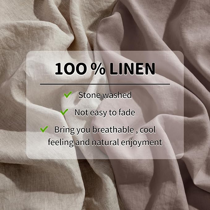 LBRO2M 100% Pure Linen Sheet Set Deep Pocket Up to 16" Bed Sheets Sets - Image 2