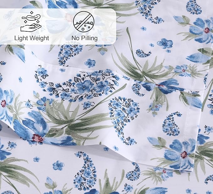 RUVANTI 100% Cotton Sheets Queen Size Set, 4 Pieces, Soft & Breathable Percale - Image 4