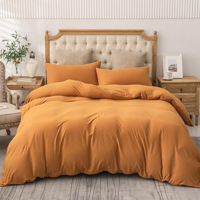 PURE ERA Jersey Knit Duvet Cover Set 100% T-Shirt Cotton Super Soft Comfy 3pc - Image 6