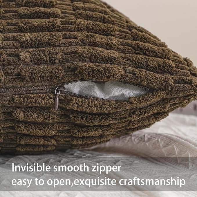 Aegero Pack of 2 Corduroy Decorative Throw Pillow Covers 12x24 Inch Soft - Image 3