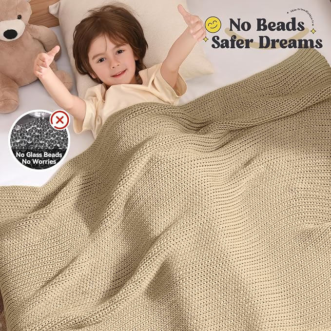 Guohaoi Knitted Weighted Blanket No Beads Cooling Heavy Blanket, Home Decor - Image 3