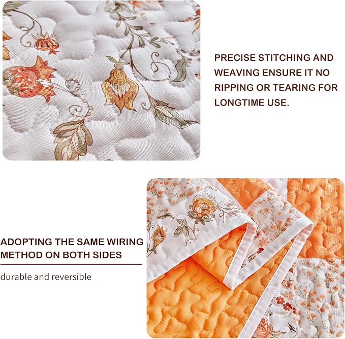 Joyreap 2 Pieces Floral Patchwork Quilt Set Twin, Smooth Soft Microfiber Quilt - Image 4