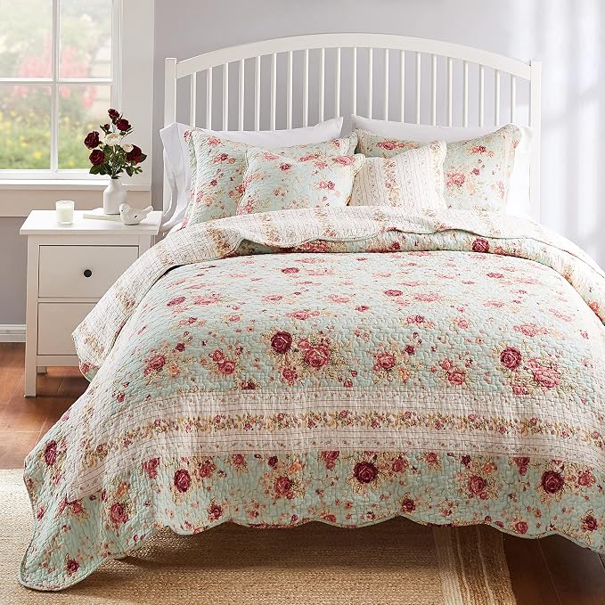 Greenland Home Antique Rose 100% Cotton Heirloom-Quality Quilt Set, 5-Piece - Image 2