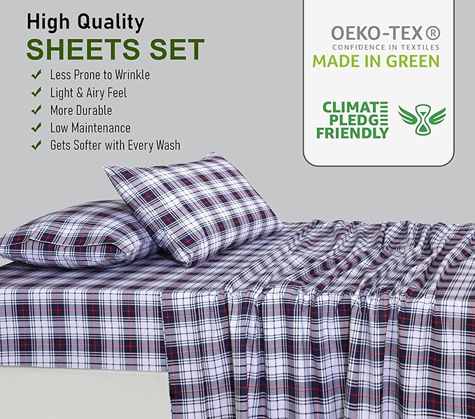 RUVANTI 100% Cotton Sheets – Queen Size Percale Bedding, Cooling & Breathable - Image 7