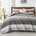 Andency Oversized King Quilt Bedding Set, 120x98Inch Dark Grey Stripe Super by Andency