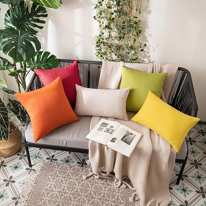 MIULEE Pack of 2 Decorative Outdoor Solid Waterproof Throw Pillow Covers Faux - Image 3