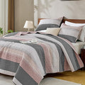 Andency California King Quilt Set Grey Pink, 3 Pieces Ultra Soft Lightweight by Andency