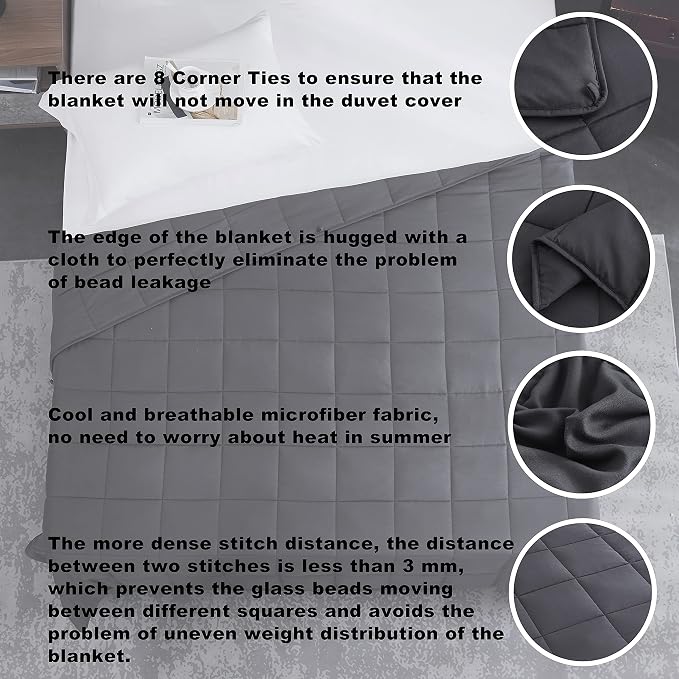 Weighted Blanket 20lbs 48"x72" Cooling Breathable Heavy Blanket Microfiber - Image 3