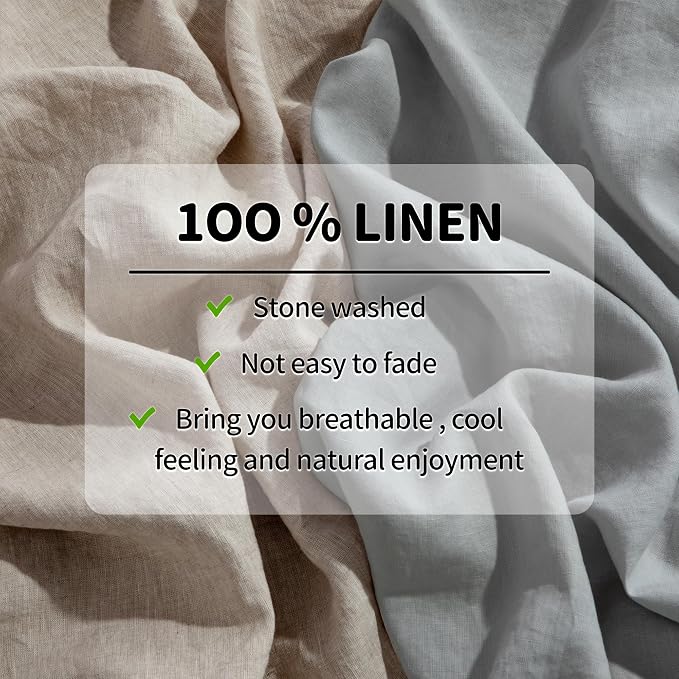 LBRO2M 100% Pure Linen Sheet Set Deep Pocket Up to 16" Bed Sheets Sets - Image 2