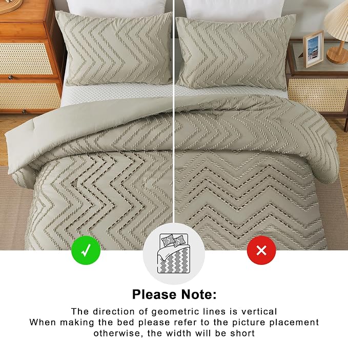 Andency Oatmeal California King Comforter Set, Boho Cal King Soft Warm Tufted - Image 5