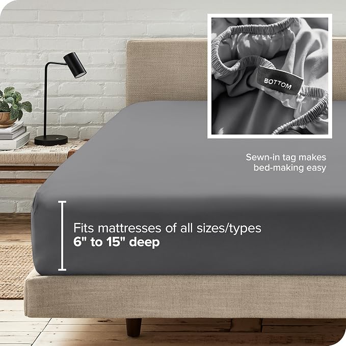 Bare Home Fitted Bottom Sheet Short Queen Size - Image 6