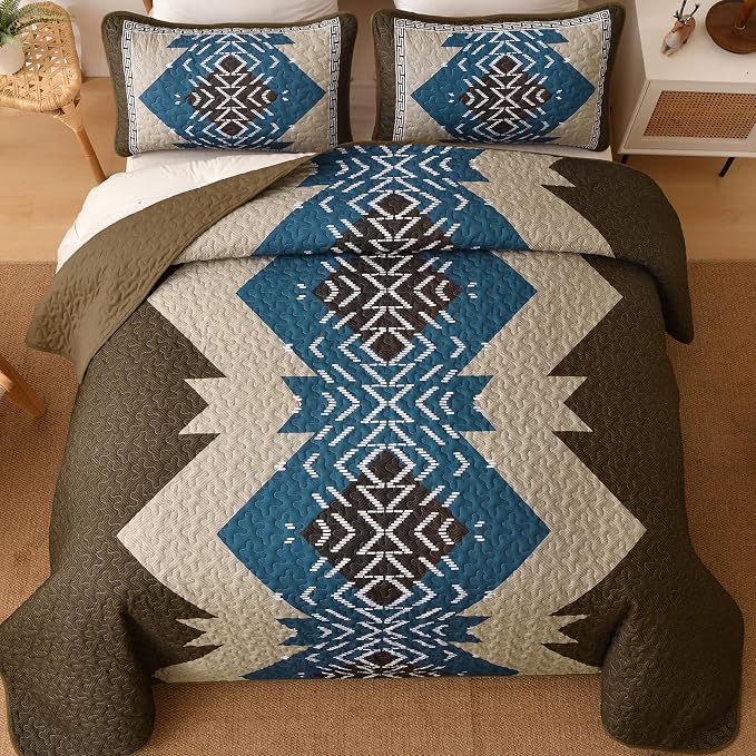 Dintszyayue Boho Quilt Set King Size, 3 Pieces Texture Southwestern Bedding Set - Image 3
