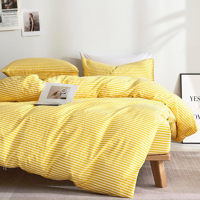 JELLYMONI 100% Natural Cotton 2pcs Striped Duvet Cover Sets, by JELLYMONI