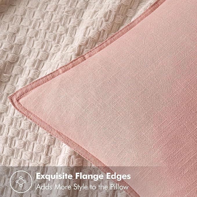 MIULEE Decorative Linen Pillow Covers 20x20 Inch Pink ​Boho Farmhouse​ ​Neutral - Image 2