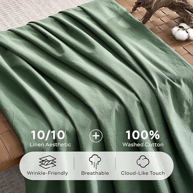 JELLYMONI 100% Washed Cotton Duvet Cover Twin – Soft, Breathable Linen-Look - Image 3