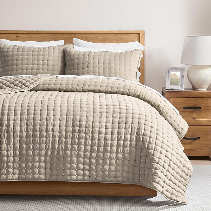 WDCOZY Beige Queen Size Quilt Bedding Sets by WDCOZY